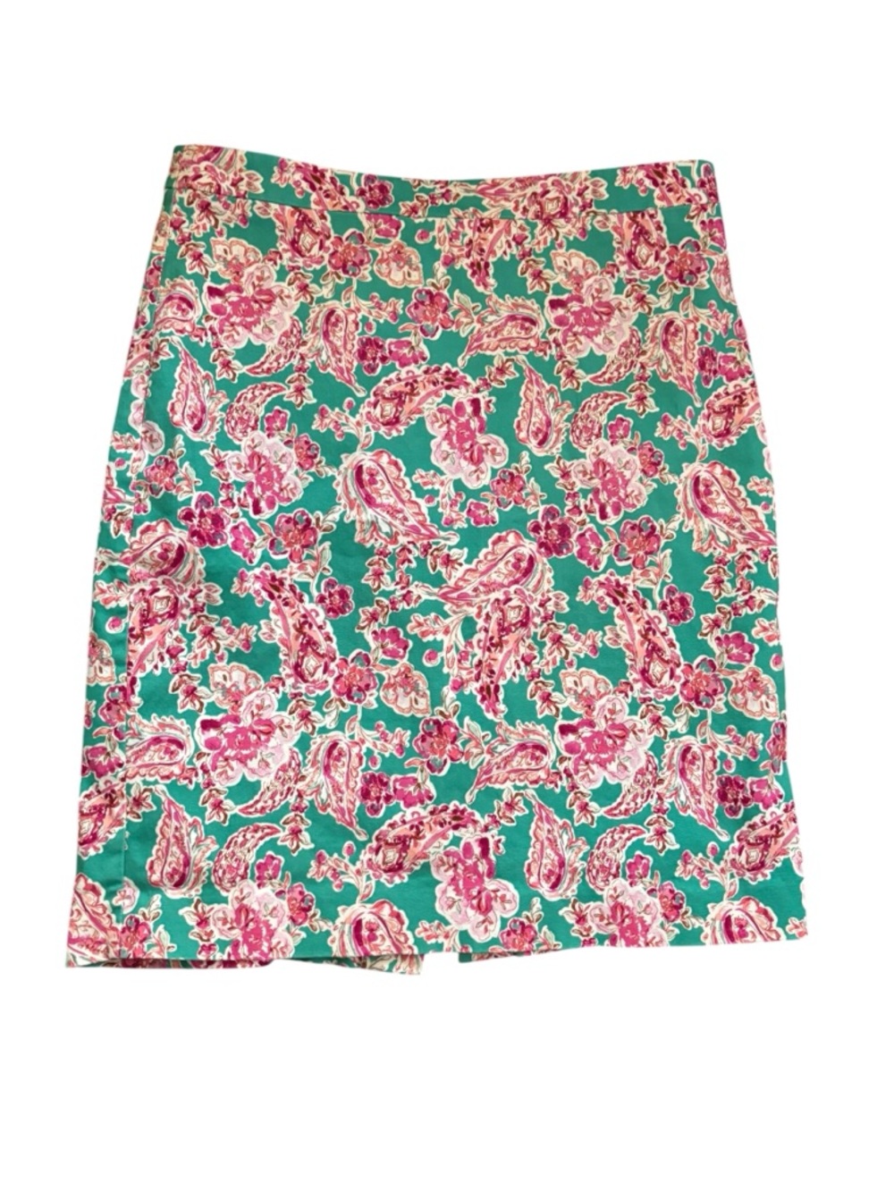 J.Crew Floral Paisley Mini Skirt Size 8 Green Pink Lined Preppy Spring